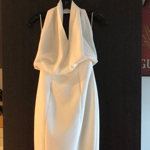 White Halter Backless Dress